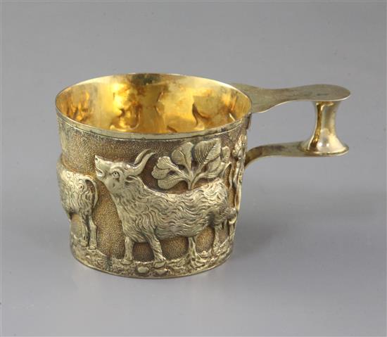 A George V embossed silver gilt replica of the Vappheio Cup, by Nathan & Hayes, 10 oz.